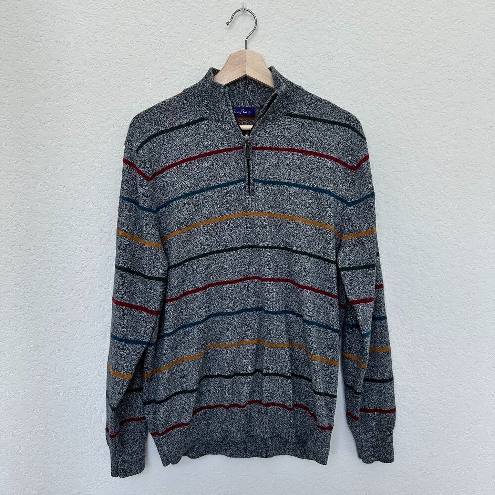 🌟 Alan Flusser 100% Cotton Quarter Zip Pullover Sweater - Men's Large 🌟